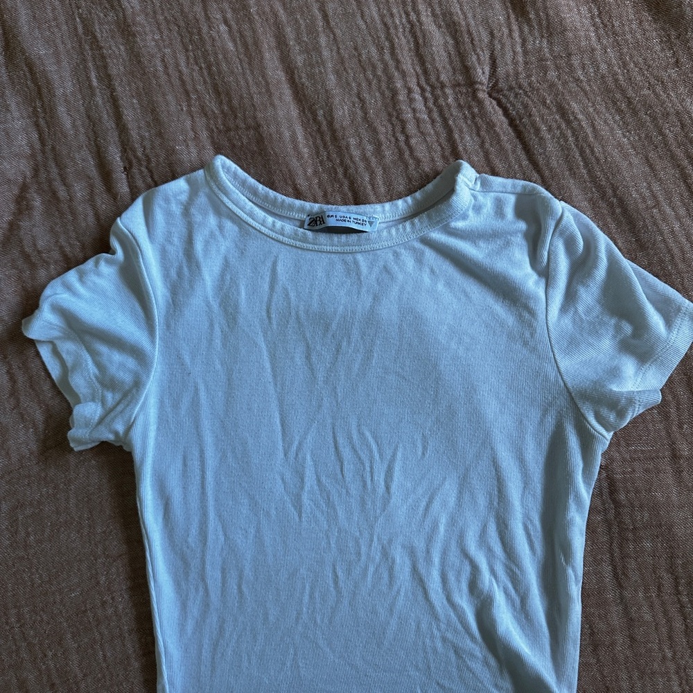Zara Cream Short Sleeve Top
